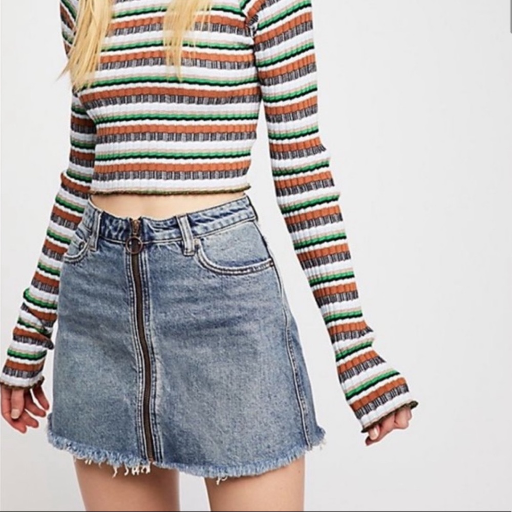 Free People We the Free Zip Front Denim Skirt size 24